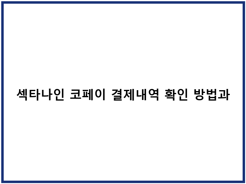 섹타나인 코페이 결제내역 확인 방법과 안내